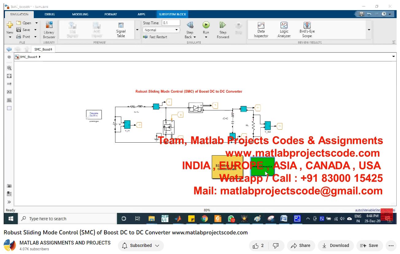 Robust Sliding Mode Control (SMC) of Boost DC to DC ConverterMATLAB